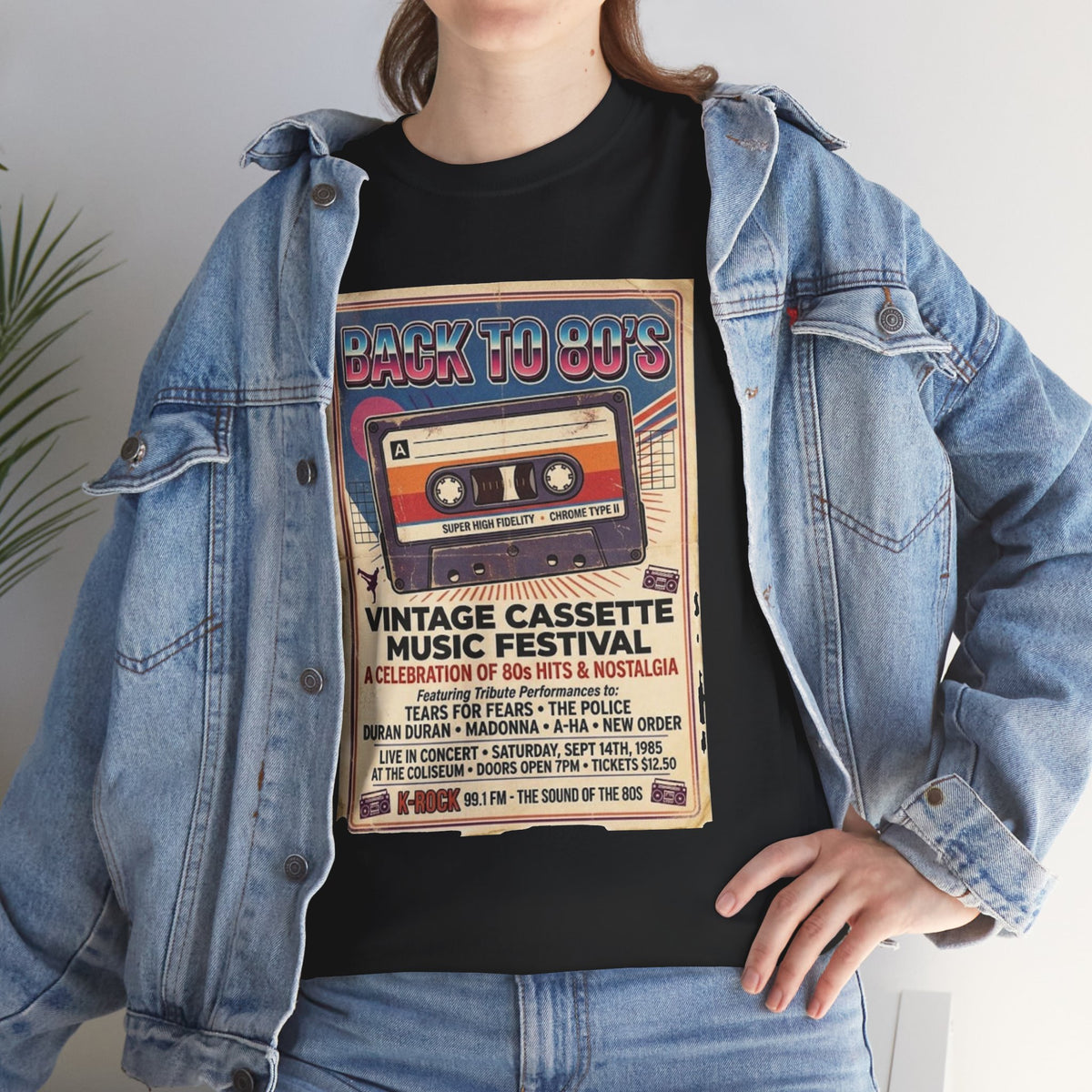 Camiseta del festival de música de casetes vintage "Back to 80s" | Póster retro de cinta
