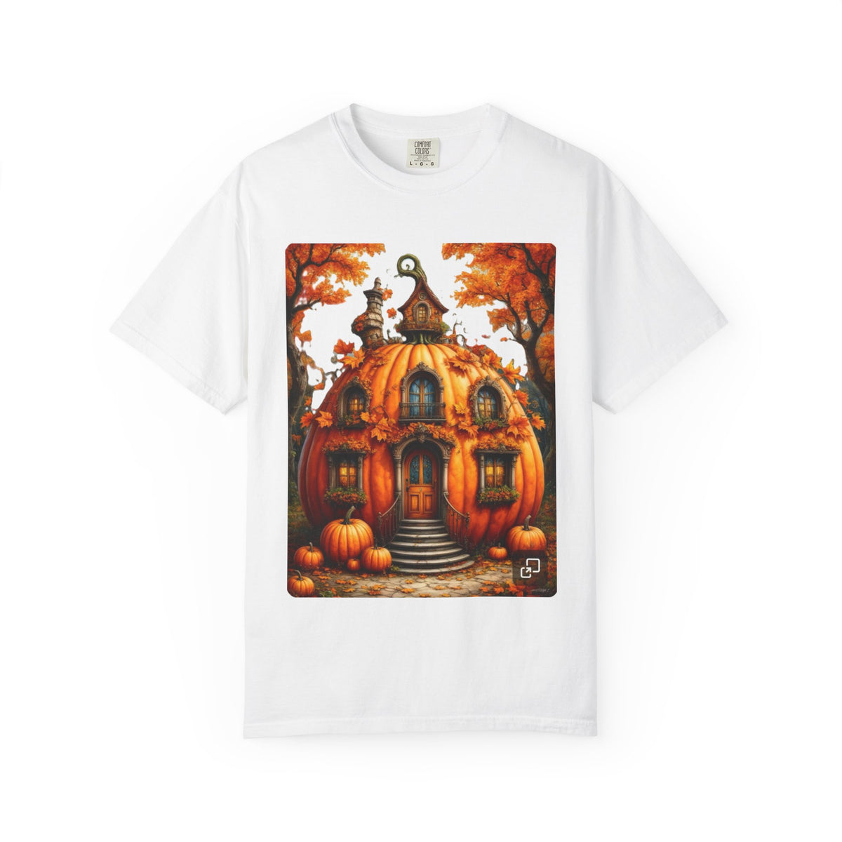 Pumpkin House Illustration T-shirt | Autumn Halloween Pumpkin Cottage