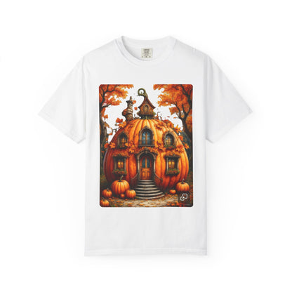 Pumpkin House Illustration T-shirt | Autumn Halloween Pumpkin Cottage