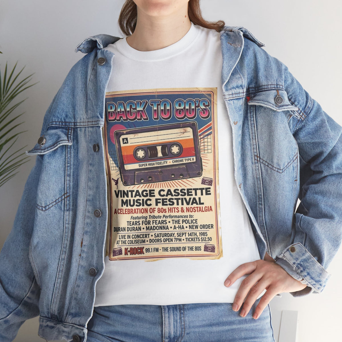 Camiseta del festival de música de casetes vintage "Back to 80s" | Póster retro de cinta