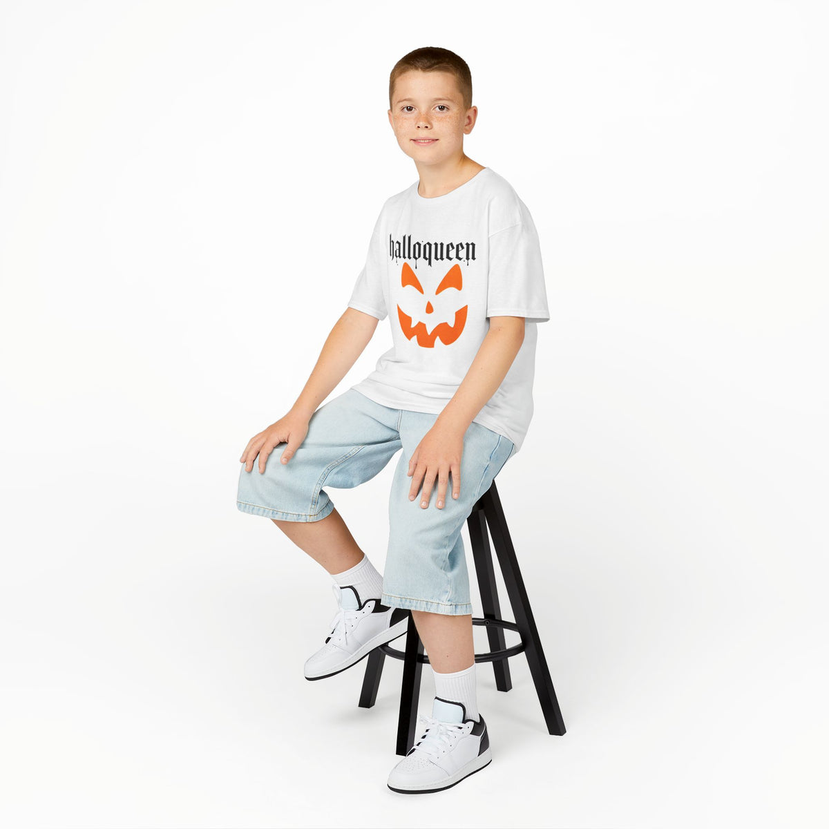 Camiseta infantil Halloqueen con cara de calabaza | Camiseta de Halloween de Jack-o'-lantern