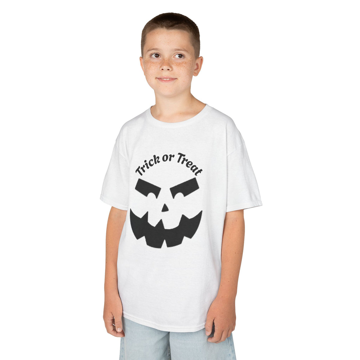 Jack-O'-Lantern Face Trick or Treat Kids Tee | Halloween Pumpkin Shirt