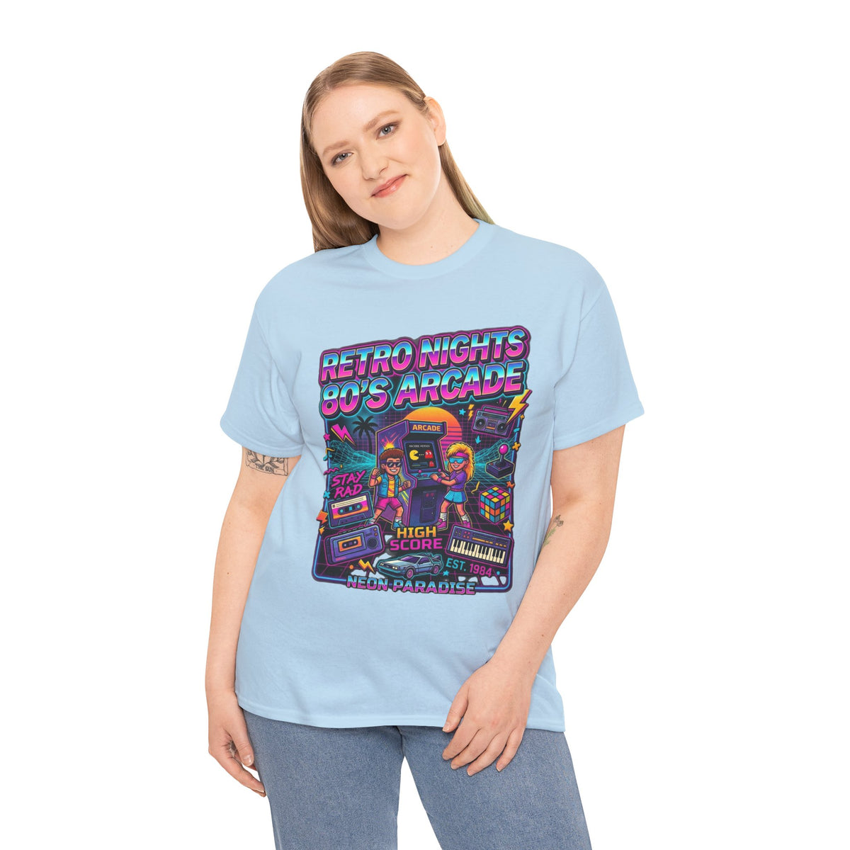 Retro Nights 80s Arcade Tee | Vaporwave Neon Gaming Graphic Shirt