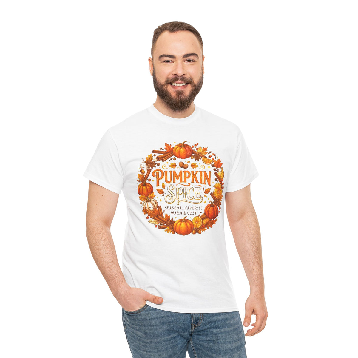 Pumpkin Spice Wreath Tee | Fall Pumpkin Autumn Leaves Shirt