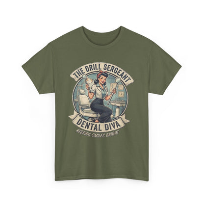 Drill Sergeant Dental Diva T-Shirt | Retro Pinup Dentist Graphic