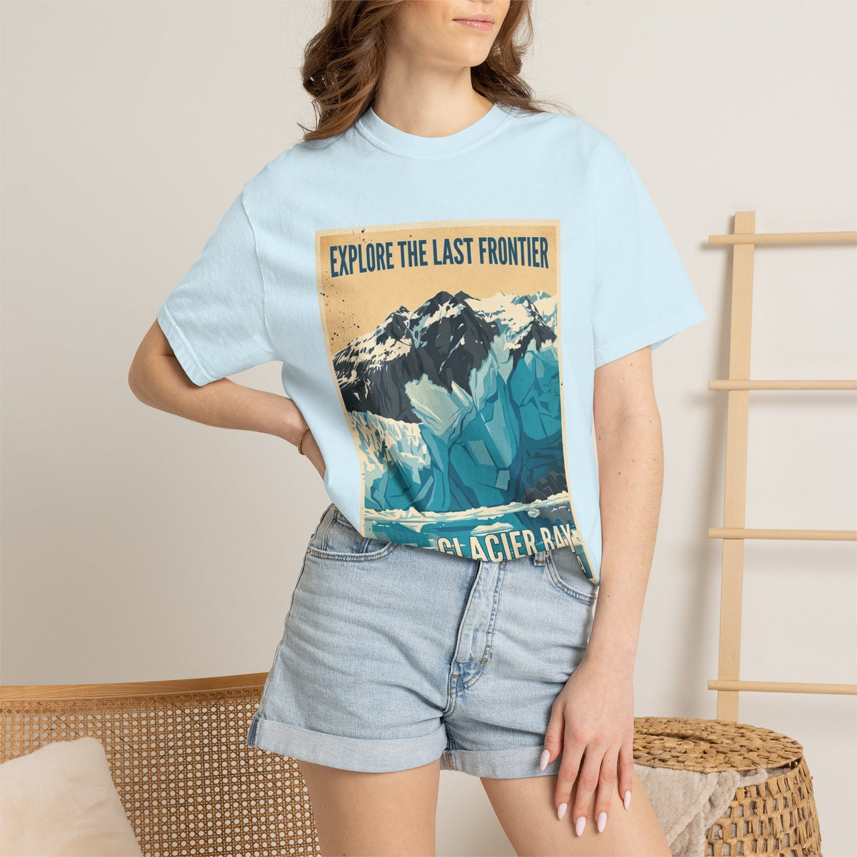 Camiseta con póster del Parque Nacional de la Bahía de los Glaciares | Camiseta de viaje a Alaska