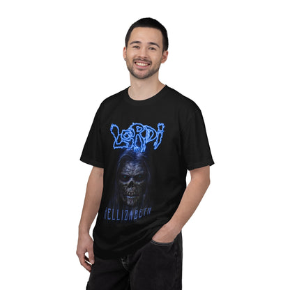 Lordi Hellizabeth skull horror tee | Blue Lordi logo T-Shirt