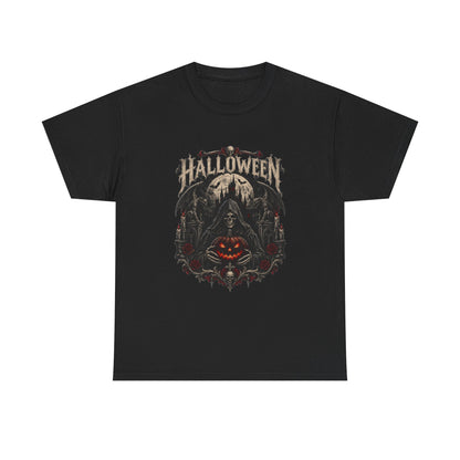 Camiseta de Halloween de calavera y calabaza | Camiseta de Jack-O'-Lantern en bosque espeluznante