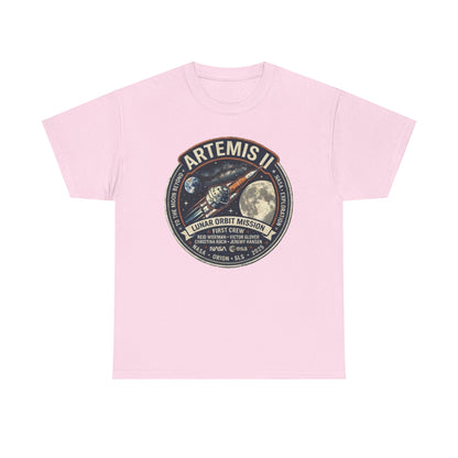 T-shirt de la mission Artemis II en orbite lunaire | Motif écusson fusée lunaire