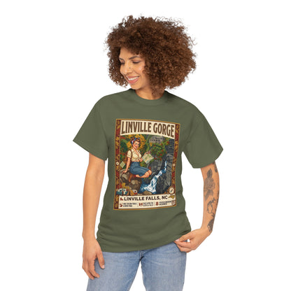 T-shirt avec illustration des chutes de Linville | T-shirt nature avec cascade des gorges de Linville