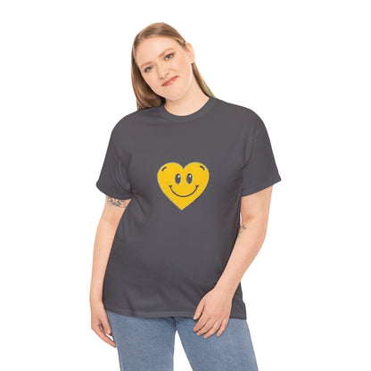 Yellow Smiley Heart Tee | Cute Happy Face Shirt, Retro Emojis
