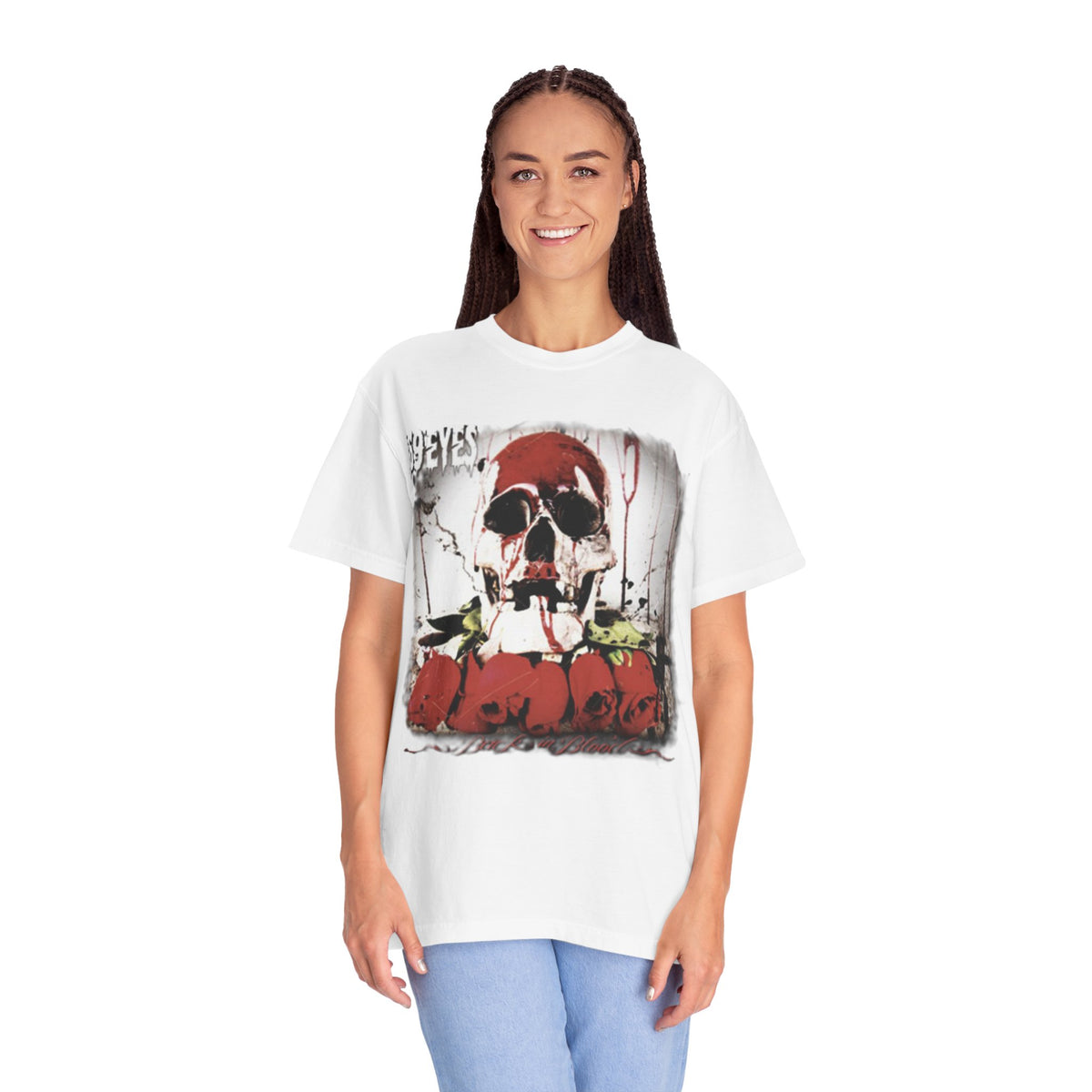 Camiseta The 69 Eyes Back In Blood con calavera y rosas | Camiseta gráfica de banda finlandesa de rock y metal gótico
