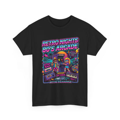 Retro Nights 80s Arcade Tee | Vaporwave Neon Gaming Graphic Shirt