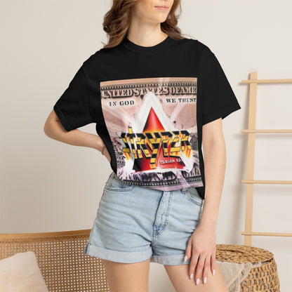 Stryper In God We Trust Album Artwork Graphic T-shirt | Retro Hard Rock Band Collage Tee