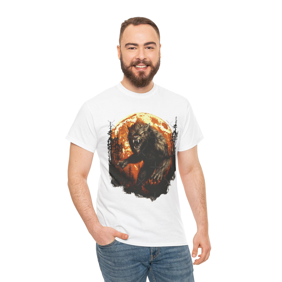 Howling Werewolf T-Shirt | Full Moon Horror Forest Tee
