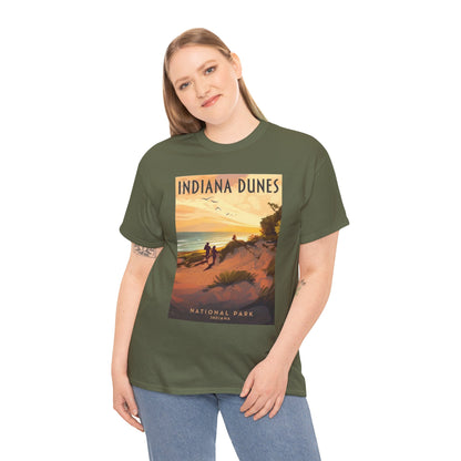 Camiseta de póster vintage del atardecer en el Parque Nacional Indiana Dunes | Camiseta de naturaleza de parques nacionales