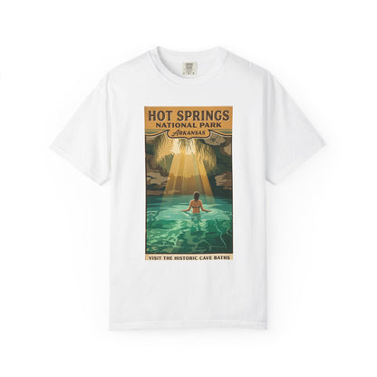 Camiseta con la escena de las termas del Parque Nacional de Hot Springs | Póster retro de viaje