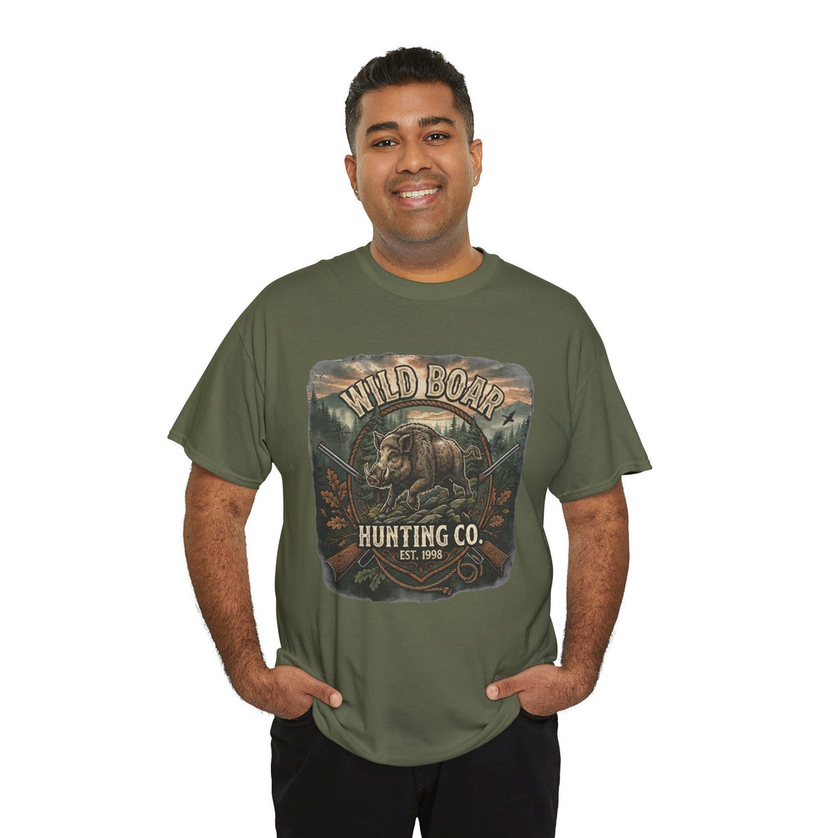 T-shirt Wild Boar Hunting Co. | Tee-shirt vintage à motif chasse en plein air