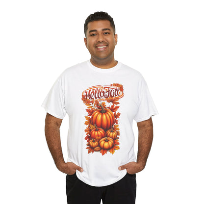 Hello Fall Pumpkin Stack T-Shirt | Autumn Leaves Tee