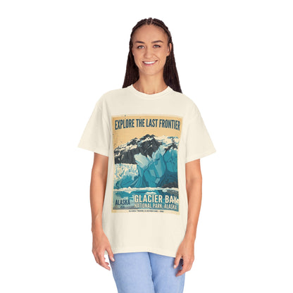 Camiseta con póster del Parque Nacional de la Bahía de los Glaciares | Camiseta de viaje a Alaska