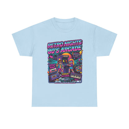 Retro Nights 80s Arcade Tee | Vaporwave Neon Gaming Graphic Shirt