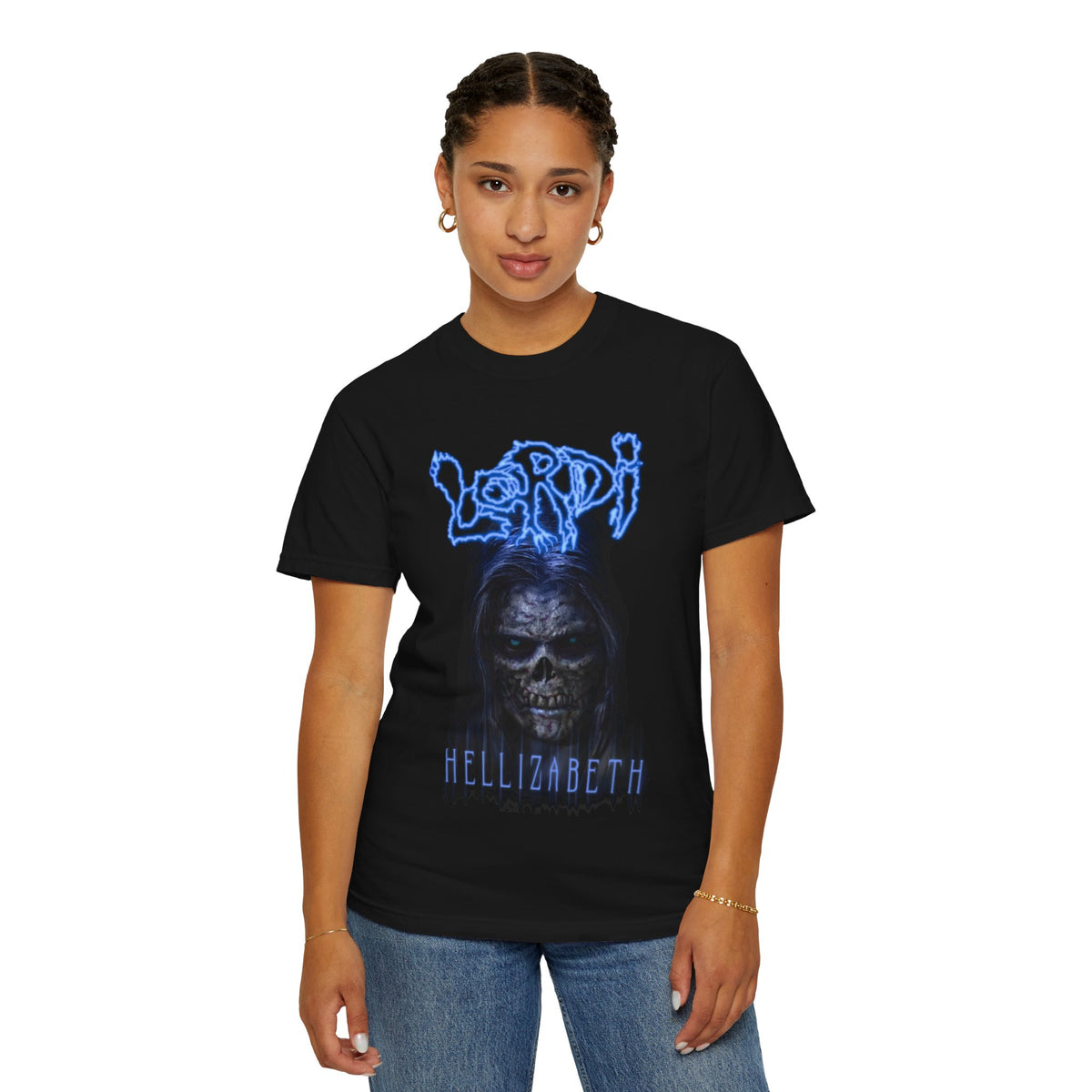 Lordi Hellizabeth skull horror tee | Blue Lordi logo T-Shirt
