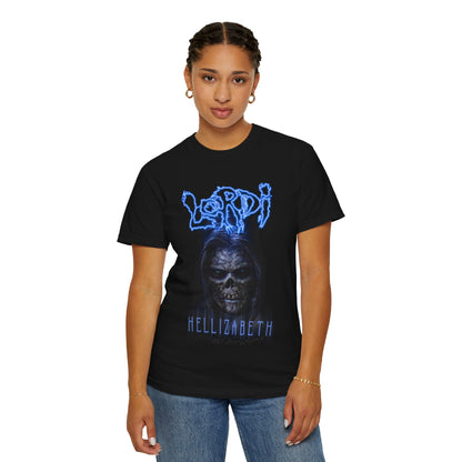 Lordi Hellizabeth skull horror tee | Blue Lordi logo T-Shirt