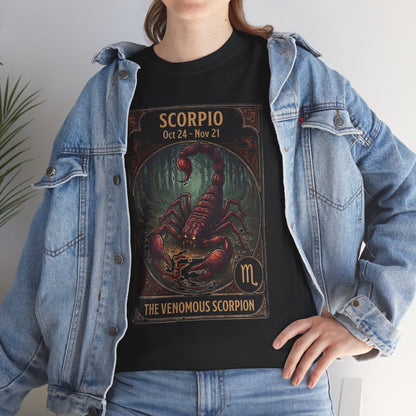 T-shirt Scorpion venimeux | Tee-shirt astrologique du signe du zodiaque pour Halloween