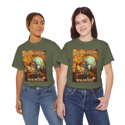 T-shirt avec affiche de grotte de Carlsbad Caverns, Nouveau-Mexique | Graphisme vintage de style pin-up de voyage