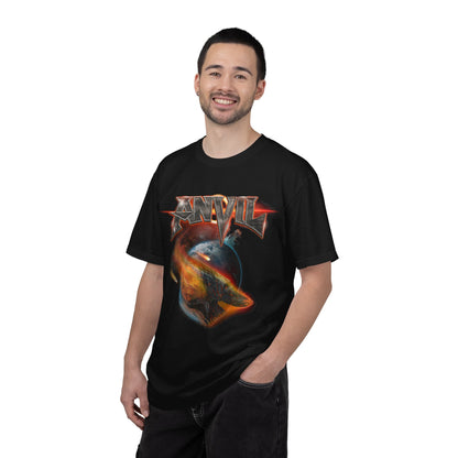 T-shirt avec logo du groupe Anvil | t-shirt heavy metal avec motif de planète en feu