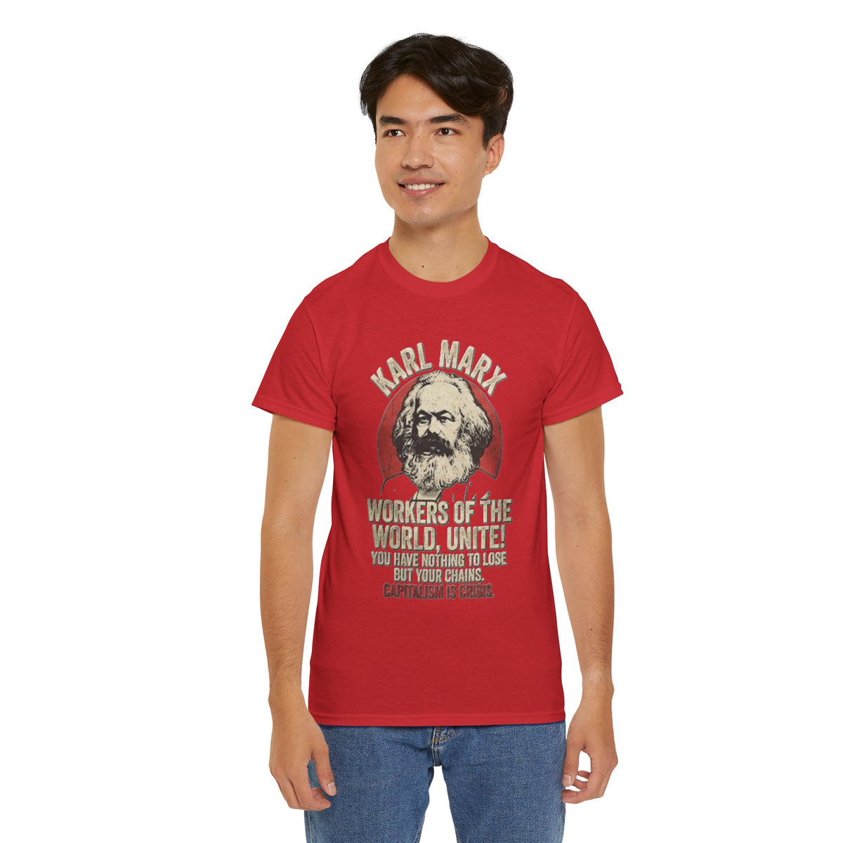T-shirt avec portrait de Karl Marx et inscription « Prolétaires de tous les pays, unissez-vous » | T-shirt politique
