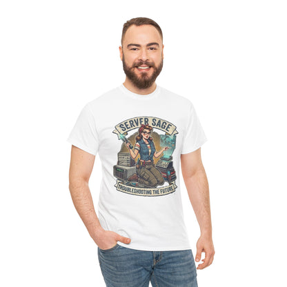 Server Sage Troubleshooting the Future T-Shirt | IT Technician Retro Tech Shirt