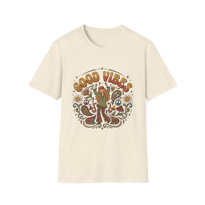 Good Vibes Hippie Flower Power T-Shirt | Retro 70s Peace Design