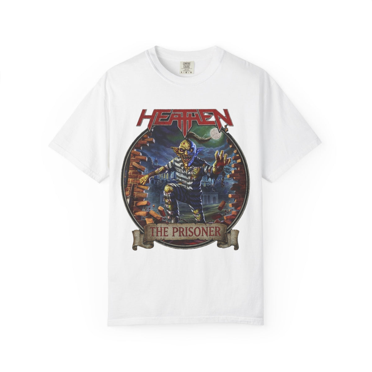 T-shirt avec pochette de l'album The Prisoner de Heathen | T-shirt graphique de groupe de Heavy Metal