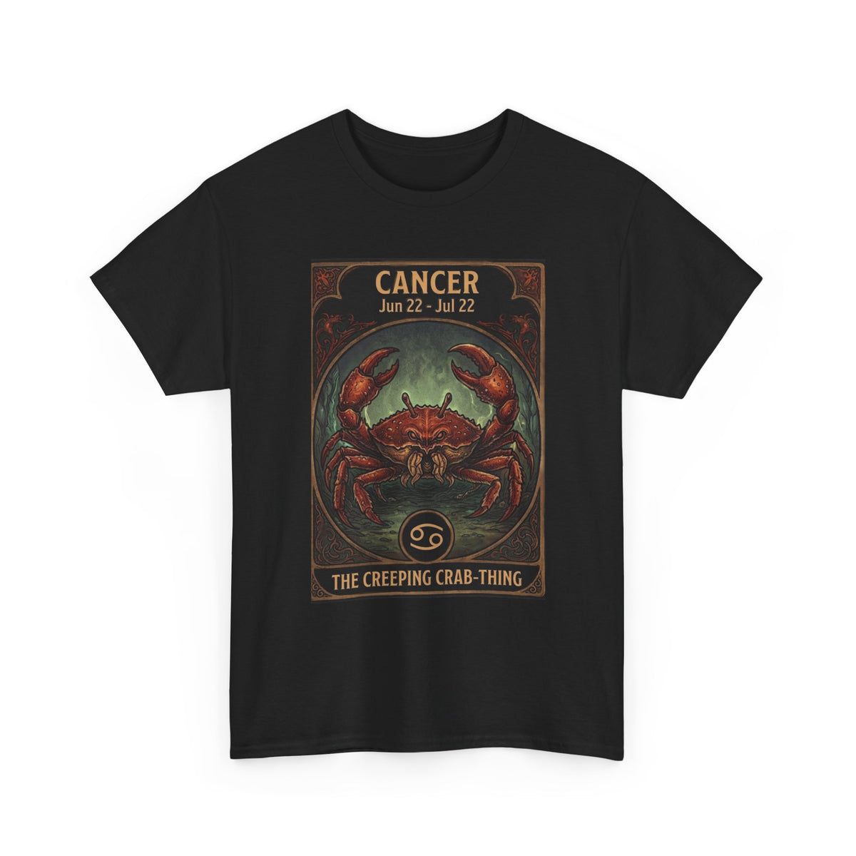 Camiseta con ilustración del cangrejo del zodiaco Cáncer | Diseño de póster de astrología para Halloween