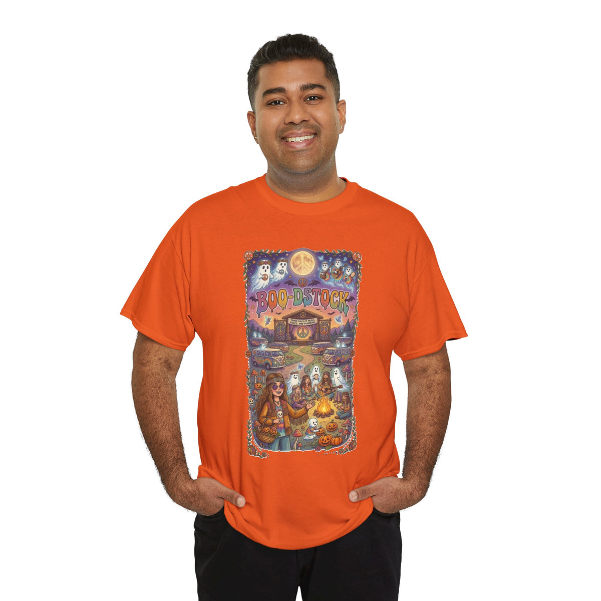 T-shirt d'Halloween hippie Boo-dstock | Tee-shirt d'Halloween effrayant hippie