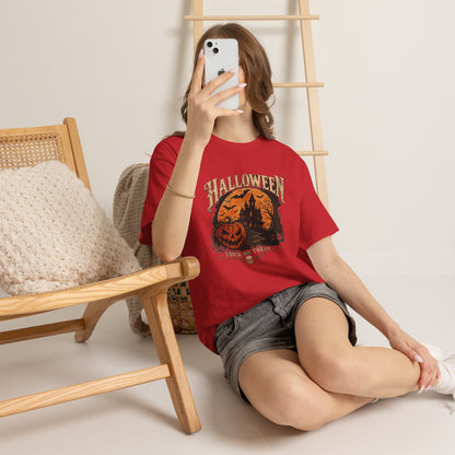 T-shirt vintage avec scène de citrouille d'Halloween | Graphisme rétro « Trick or Treat »