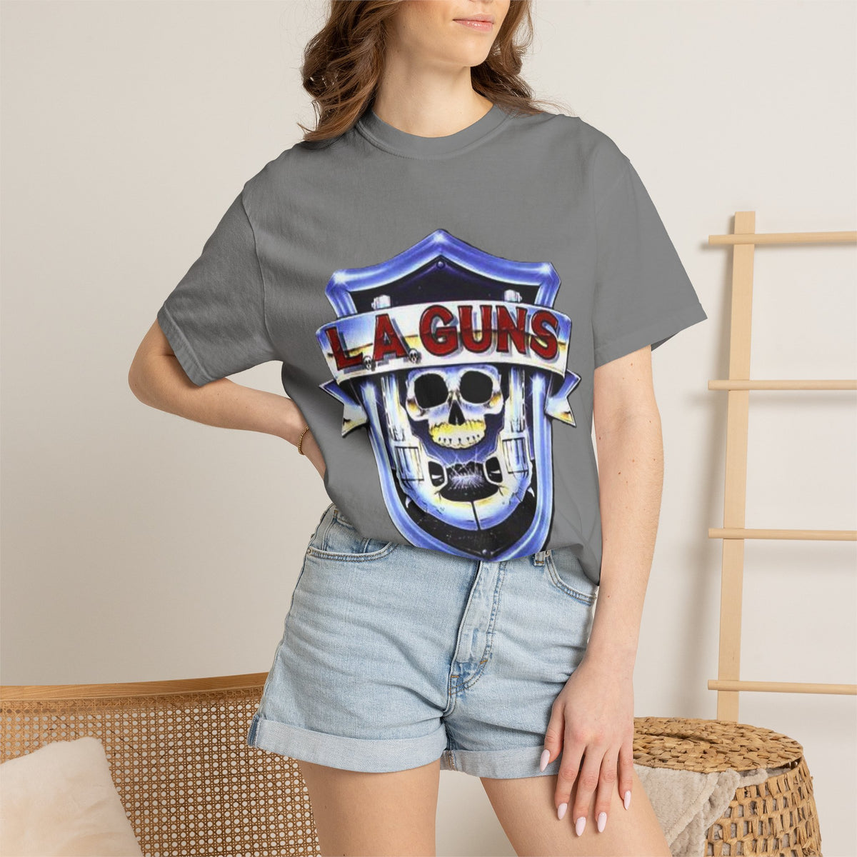 L.A Guns Skull Shield T-shirt | Hard Rock Band Logo Tee