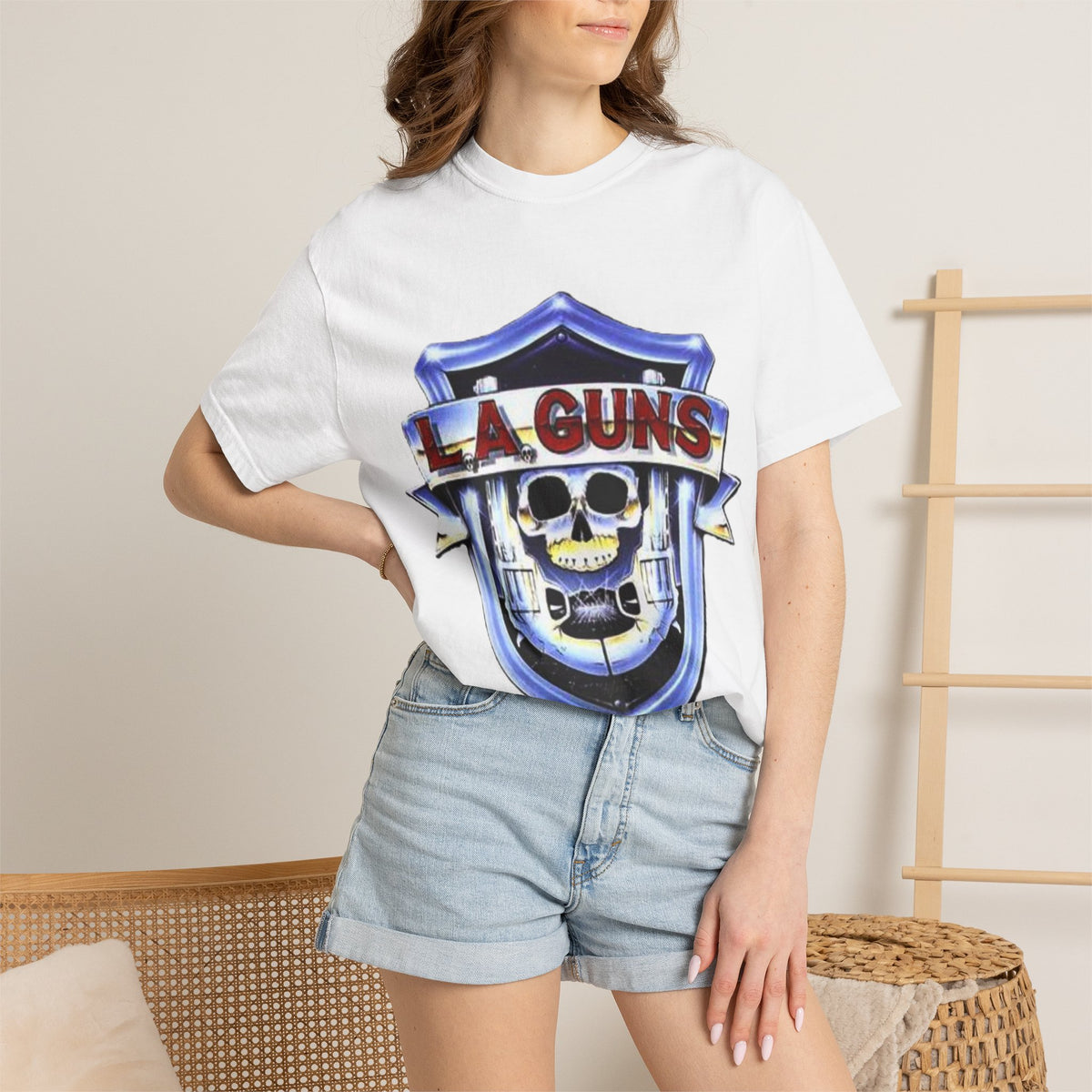 L.A Guns Skull Shield T-shirt | Hard Rock Band Logo Tee