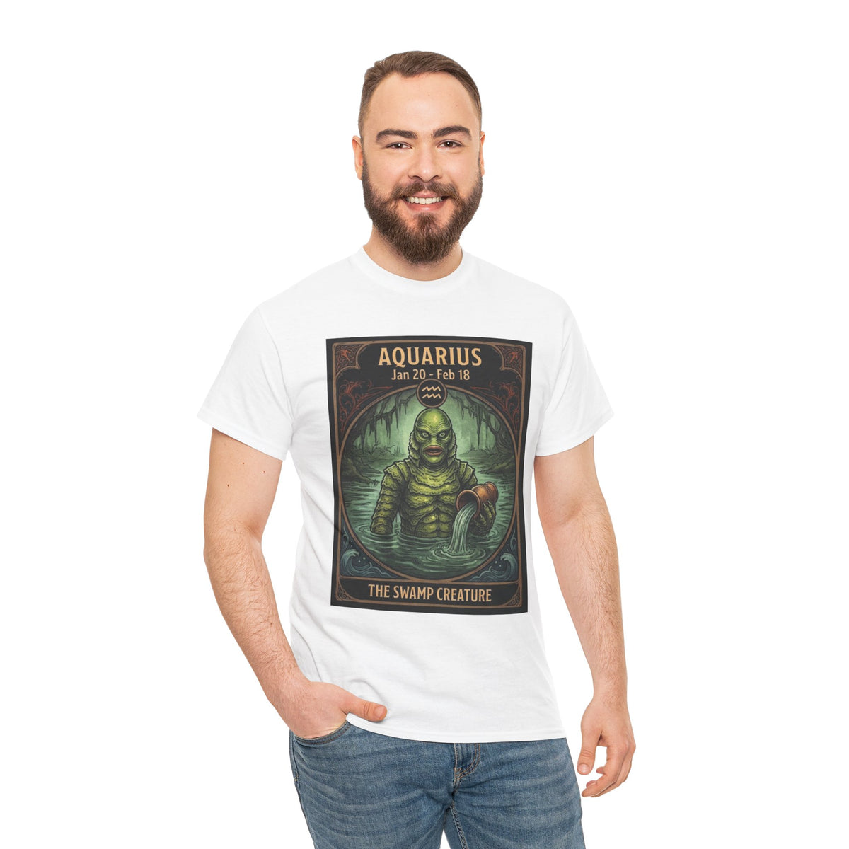 Aquarius The Swamp Creature T-Shirt | Halloween Zodiac Monster Poster
