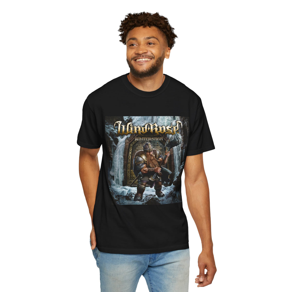 Wind Rose Winter Saga Viking Warrior T-shirt | Norse Metal Album Artwork