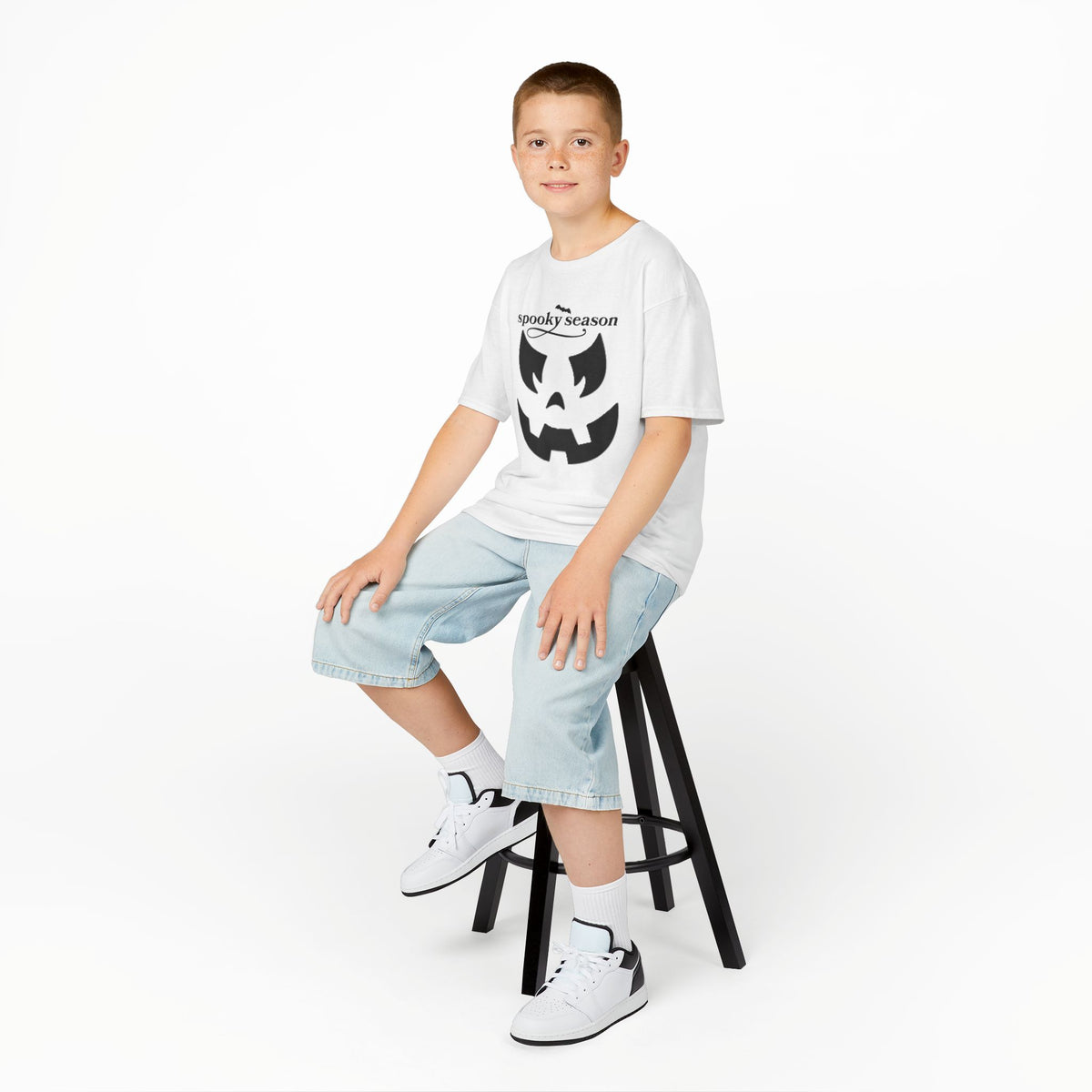 Spooky Season Pumpkin Face Kids Tee | Halloween Jack-o'-Lantern Shirt