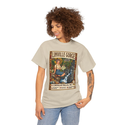 T-shirt avec illustration des chutes de Linville | T-shirt nature avec cascade des gorges de Linville