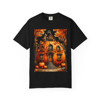 Pumpkin House Illustration T-shirt | Autumn Halloween Pumpkin Cottage