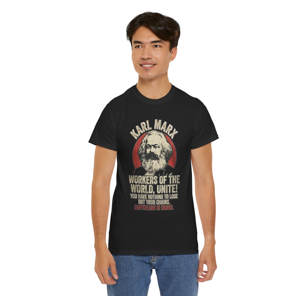 T-shirt avec portrait de Karl Marx et inscription « Prolétaires de tous les pays, unissez-vous » | T-shirt politique