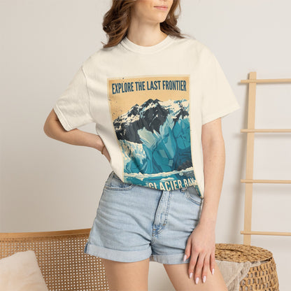 Camiseta con póster del Parque Nacional de la Bahía de los Glaciares | Camiseta de viaje a Alaska