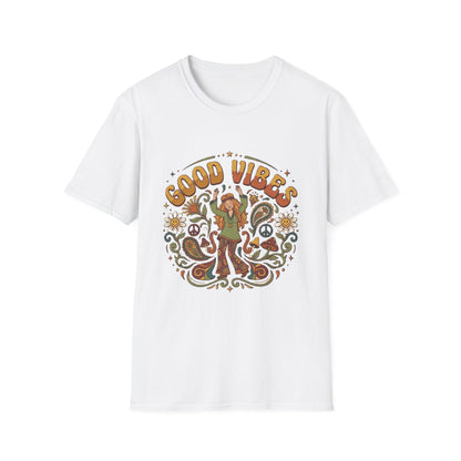 Good Vibes Hippie Flower Power T-Shirt | Retro 70s Peace Design