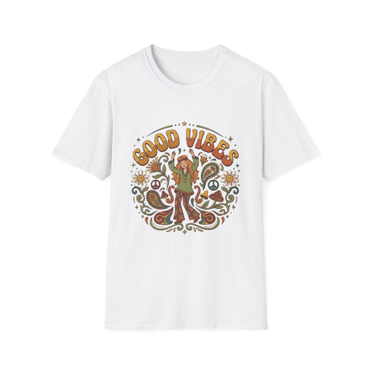 Good Vibes Hippie Flower Power T-Shirt | Retro 70s Peace Design