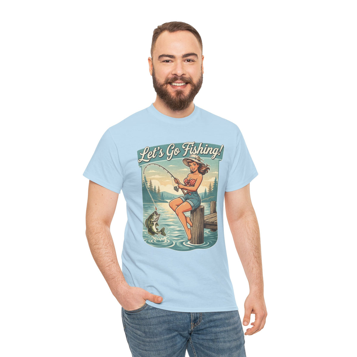 Let's Go Fishing Vintage Angler Graphic T-Shirt