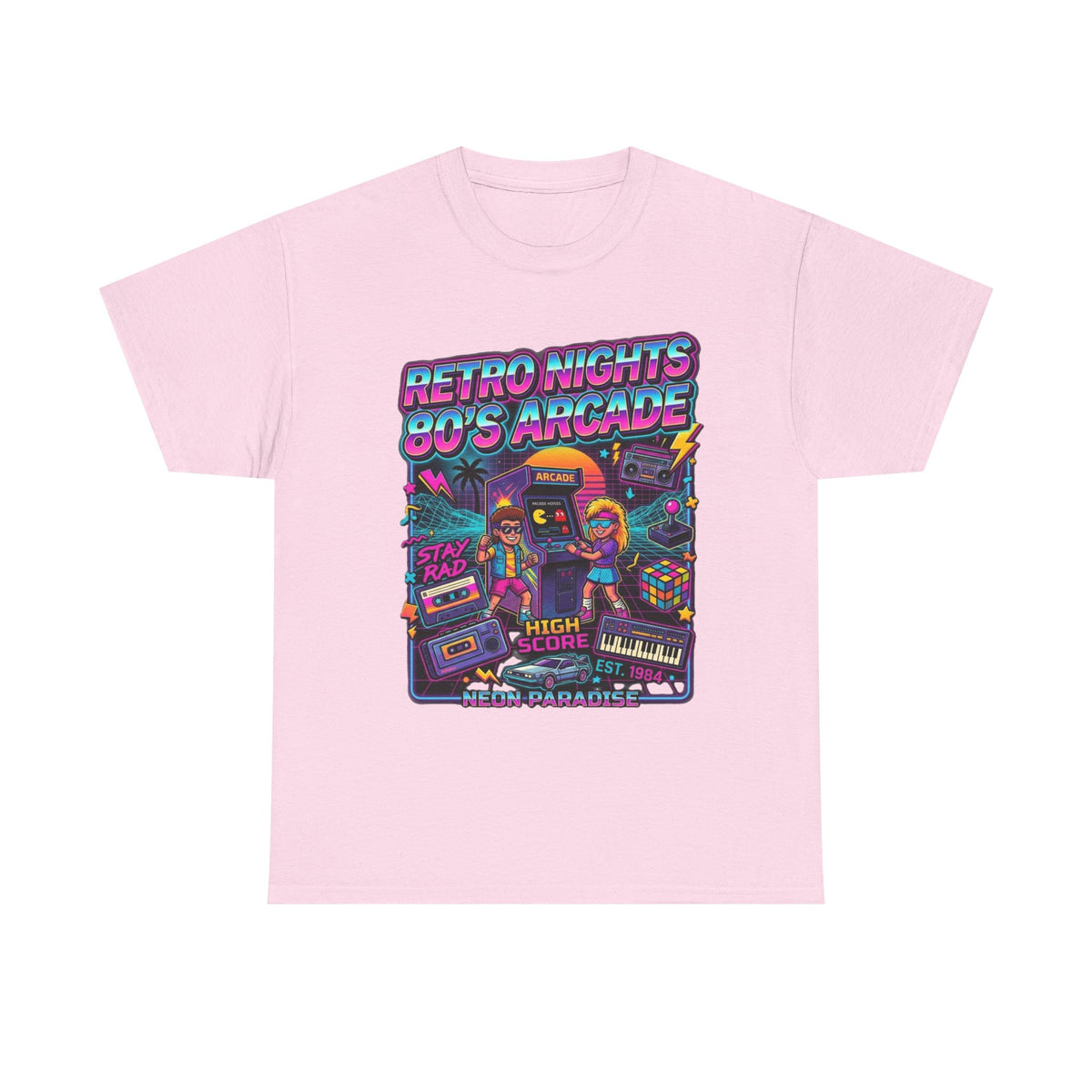 Retro Nights 80s Arcade Tee | Vaporwave Neon Gaming Graphic Shirt
